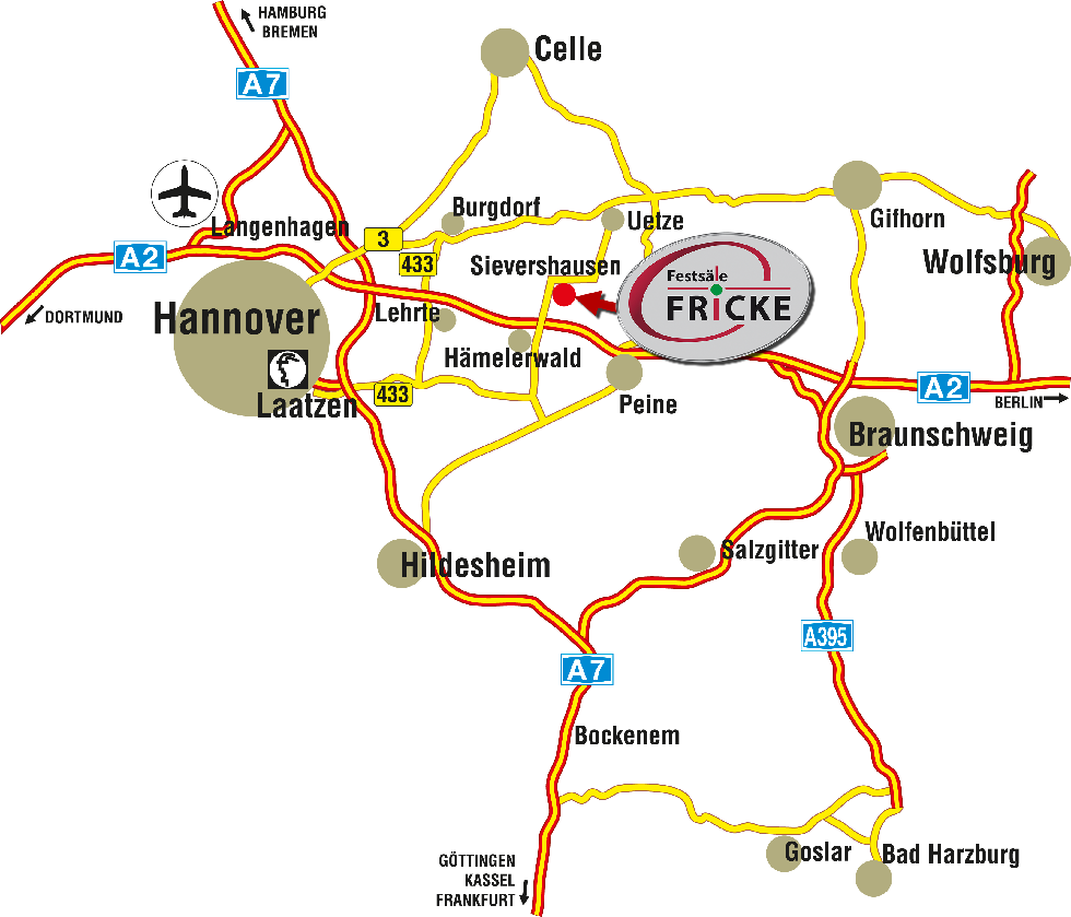 Grafik Anfahrtsskizze zu den Festsälen Fricke